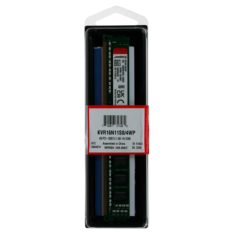 Memorie RAM Kingston KVR16N11S8/4WP ValueRAM 4GB Verde