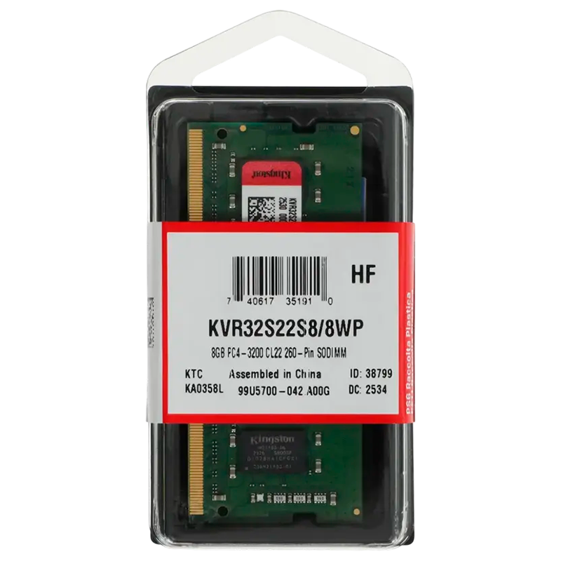 Memorie RAM Kingston KVR32S22S8/8WP ValueRAM 8GB Verde